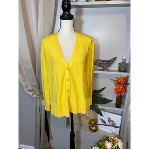 Talbots NWT $69.99 Petite Small PS Yellow Long Sleeve Button Cardigan Sweater